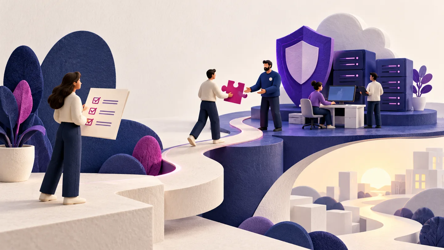 Editorial illustration exploring iT services outreach without scare tactics