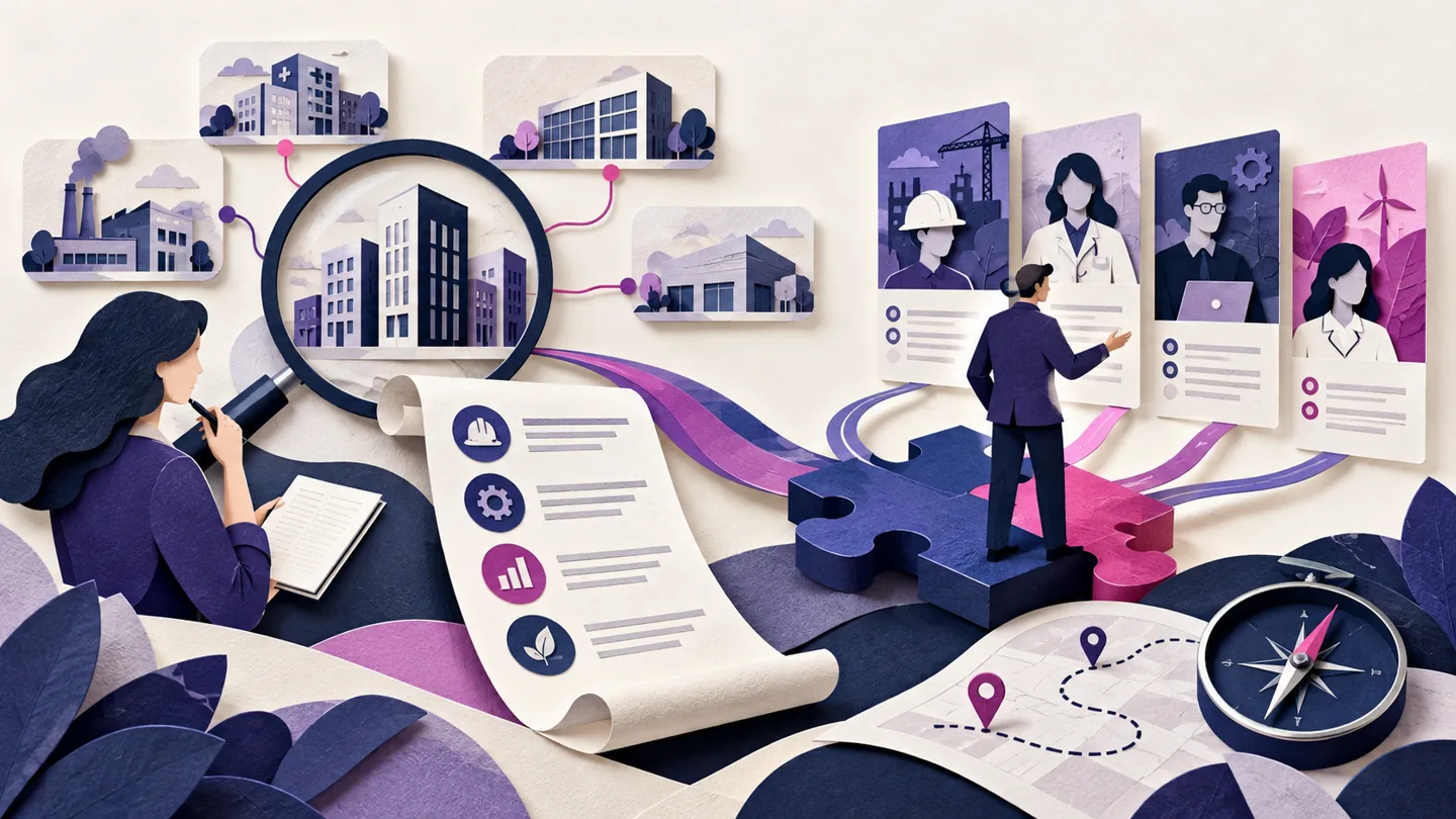Editorial illustration exploring employer outreach for recruitment firms without the generic pitch