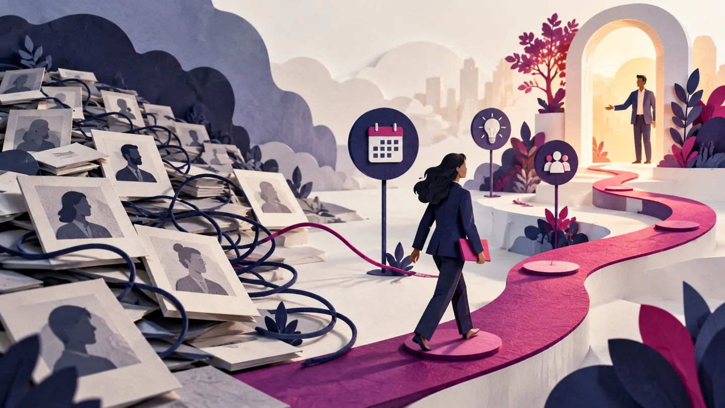 Editorial illustration exploring re-engage professional-service prospects with a relevant reason