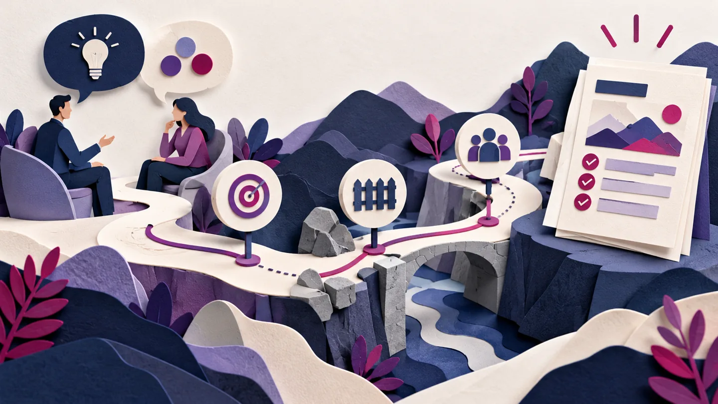 Editorial illustration exploring turn a consulting discovery call into a clearer project scope