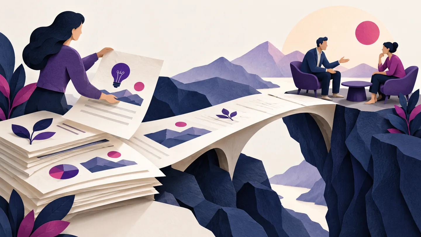 Editorial illustration exploring use expert content to start a consulting conversation